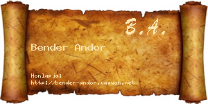 Bender Andor névjegykártya